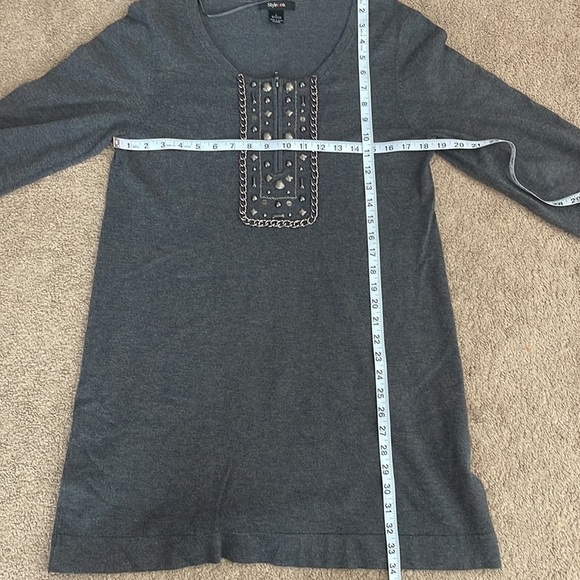 Style & Co. Gray Dress with Studded Design Size Large - Picture 5 of 6